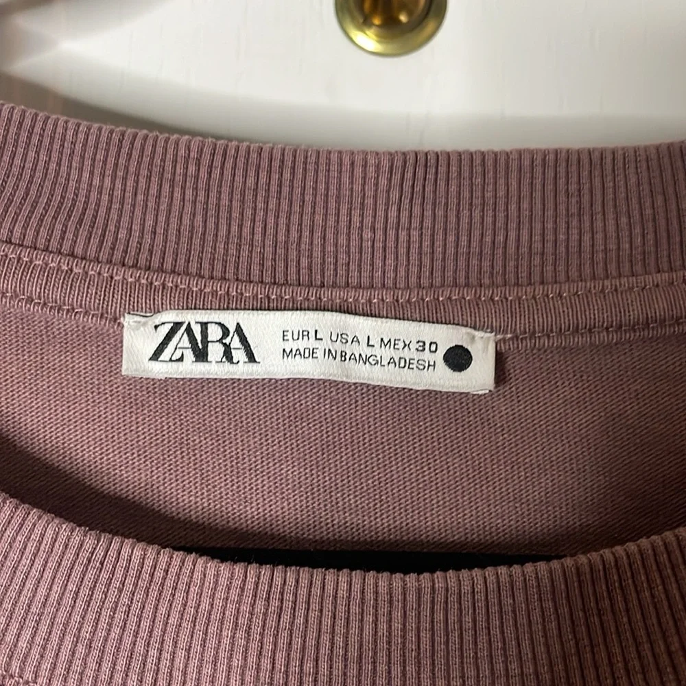 Zara short sleeve crew neck plum top, Size L - Picture 3 of 4